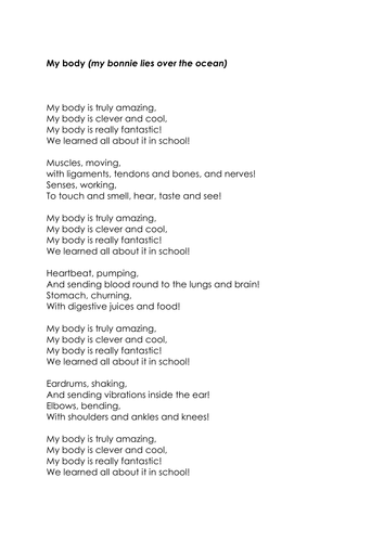 My Body Song. by suebleazard - Teaching Resources - TES