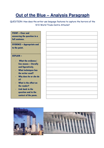 Out of the Blue - Simon Armitage - 9/11 Poem | Teaching Resources