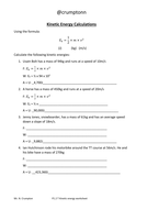 Kinetic energy calculations | Teaching Resources