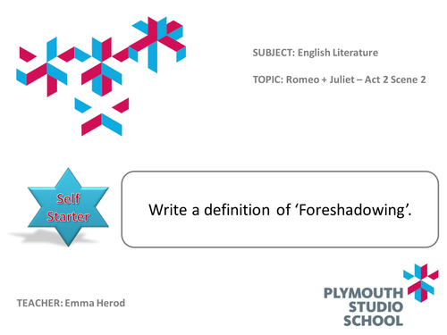 Romeo and Juliet - Act 2 Scene 2 - presentation and activities
