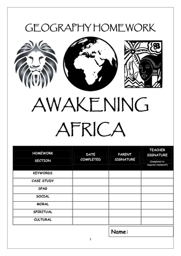 Homework booklet: AWAKENING AFRICA