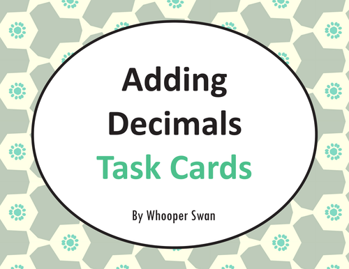 Adding Decimals Task Cards