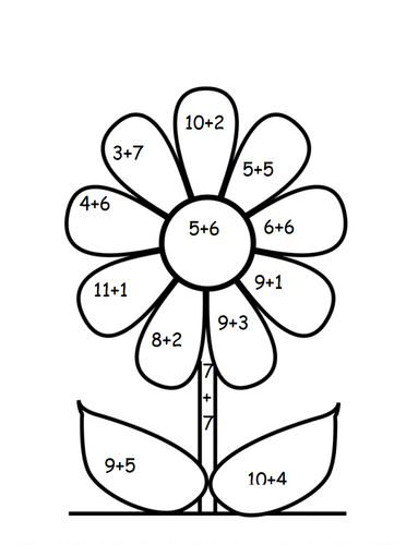 Addition flowers colour by numbers | Teaching Resources