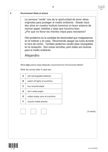 aqa-gcse-spanish-past-paper-questions-environment-teaching-resources