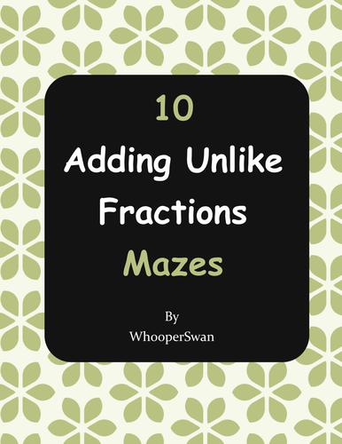Adding Unlike Fractions Maze