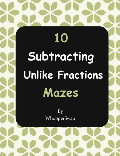 Subtracting Unlike Fractions Maze