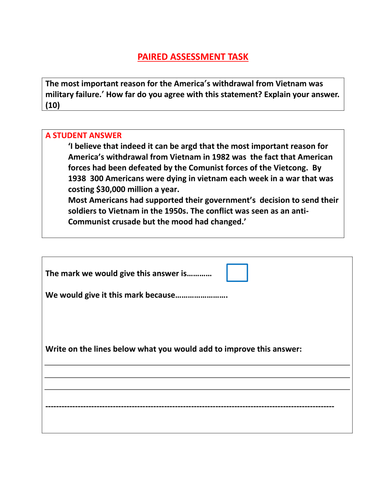 Power Point, plan and pupil task to revise GCSE Vietnam War topic