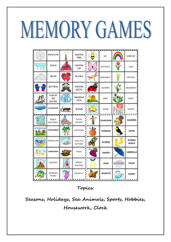 Memory Games Booklet | Teaching Resources