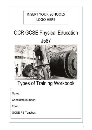 New Spec (2016) OCR GCSE PE Types of Training Workbook | Teaching Resources