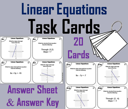 Linear Equations Task Cards