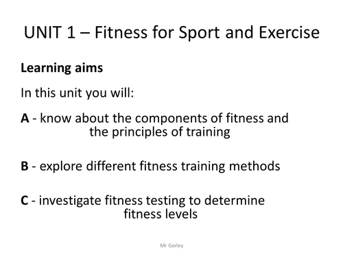 BTEC SPORT Unit 1 - Fitness Testing Unit of Work | Teaching Resources