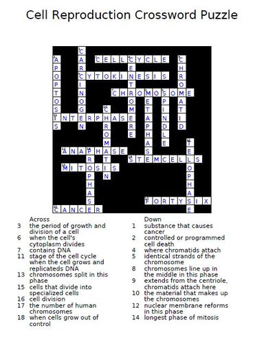 Cell Reproduction Crossword Puzzle | Teaching Resources
