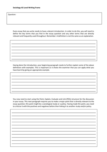 AS/A2 Sociology Essay Writing Frame