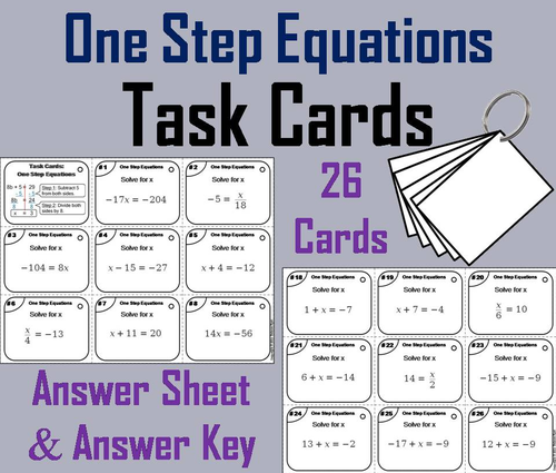 One Step Equations Task Cards