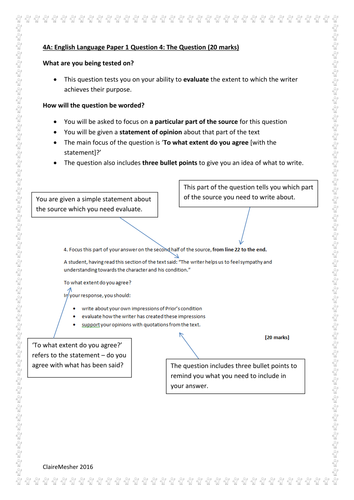 NEW AQA GCSE English Language Revision: Paper 1 Question 4