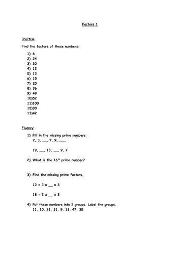 Factors Year 5