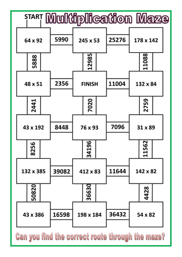 Written Multiplication Maze