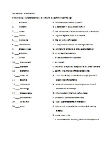 Science Root Word Vocabulary Assignment | Teaching Resources