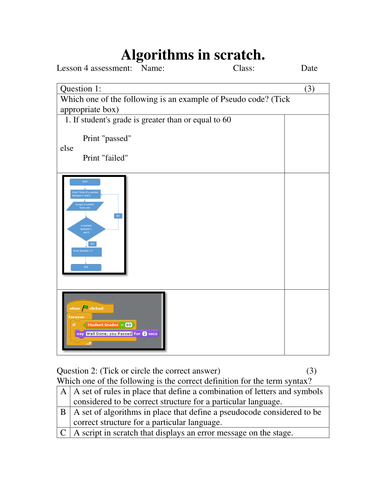 Algorithms in Scratch Lesson 4