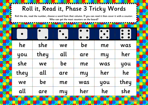 Roll it, read it Phonics games phases 2-5 tricky words by ...