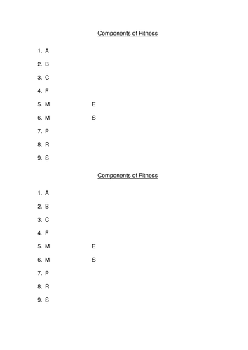 Components of Fitness | Teaching Resources