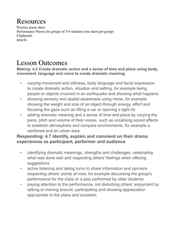 Poetry Lesson - Grade 2-4 Drama/English lesson | Teaching Resources