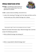 World Heritage Sites Worksheet | Teaching Resources