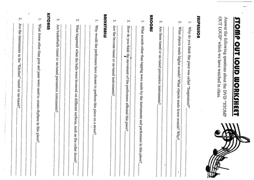 STOMP "OUT LOUD" worksheet | Teaching Resources