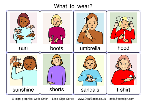 Auslan Sign Language: What to Wear signs | Teaching Resources