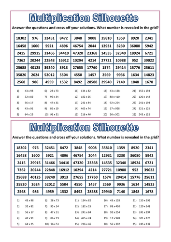 Multiplication Silhouette Activity