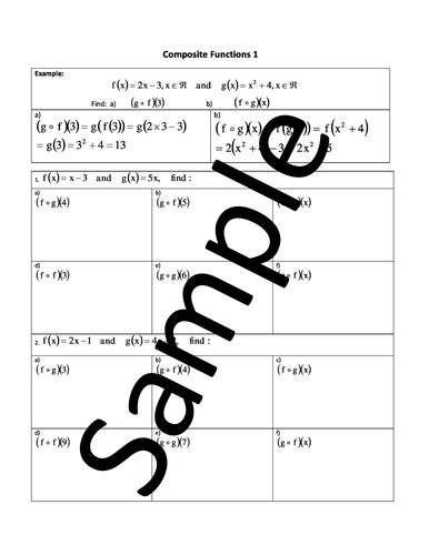 Composite Functions - Worksheets | Teaching Resources