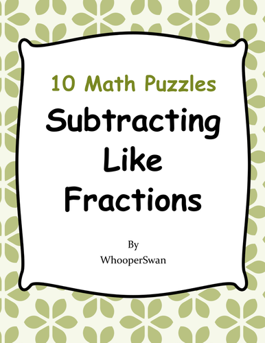 Subtracting Like Fractions Puzzles
