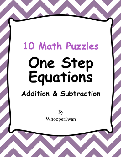 One Step Equations (Addition & Subtraction) - Math Puzzles