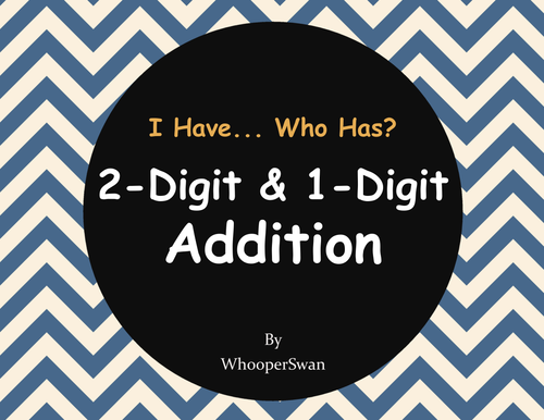 2-Digit and 1-Digit Addition - I Have, Who Has