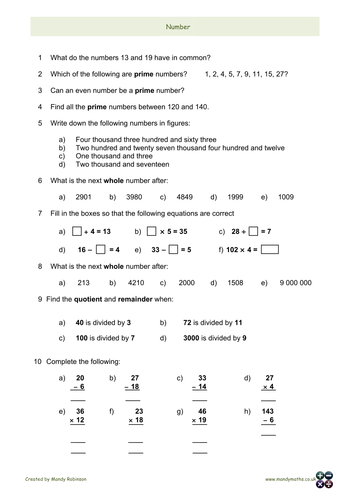 directed numbers and numbers worksheets by mandymathstes