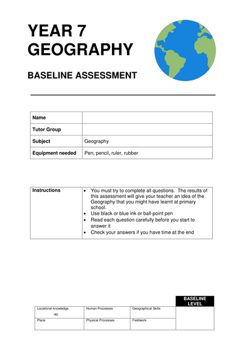 geography-ks3-baseline-assessment-test-and-mark-scheme-for-year-7