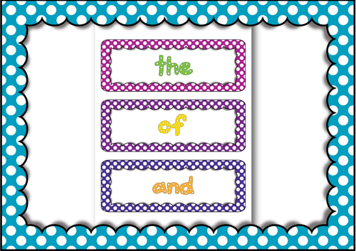 Fry Word List Word Wall Cards in Polka Dots 1 to 100 | Teaching Resources