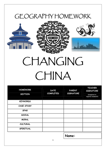 Homework booklet: CHANGING CHINA