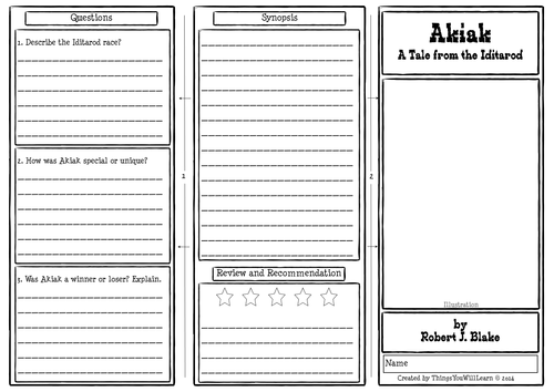 Akiak A Tale from the Iditarod Comprehension Foldable