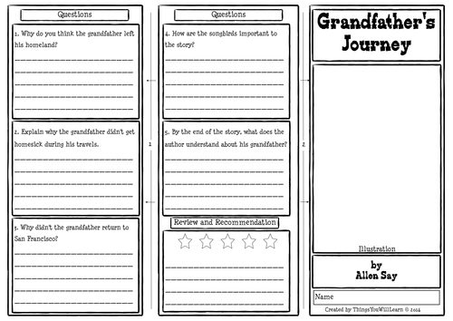 Grandfather's Journey Comprehension Foldable