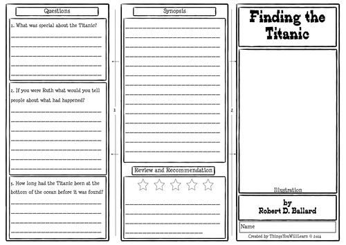 Finding the Titanic Comprehension Foldable