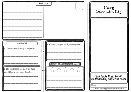 A Very Important Day Comprehension Foldable