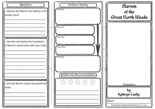 Marven of the Great North Woods Comprehension Foldable