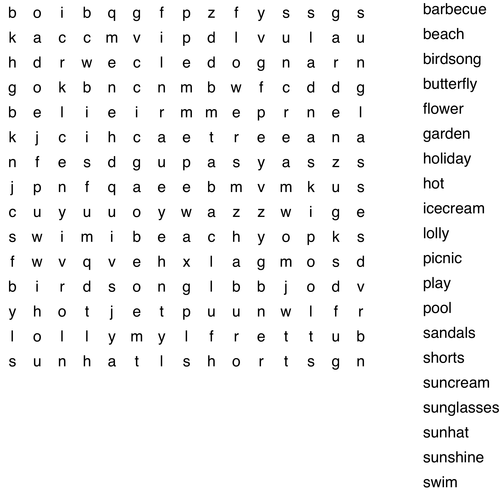 Summer Wordsearch