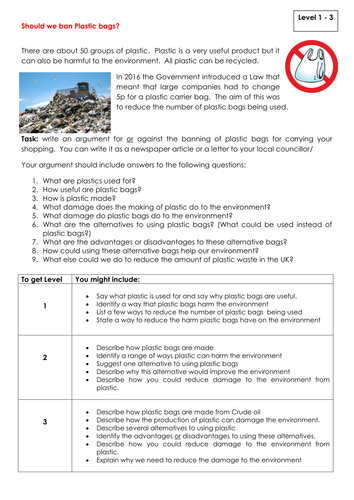 NEW KS3 Assessment Activity - Plastic bags (Environmental Chemistry)