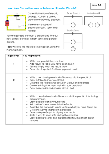 NEW KS3 Assessment Task - Skills Based Series and Parallel