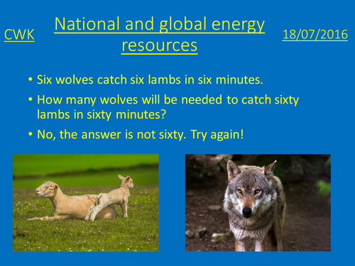 National and Global energy resources lesson presentation and plan