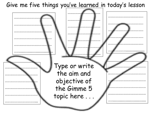 Gimme 5 - exit ticket/homework activity