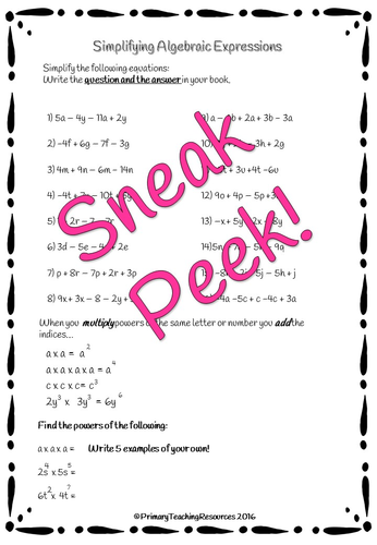 Introduction to Algebra KS2/KS3 (Worksheets, presentations ...