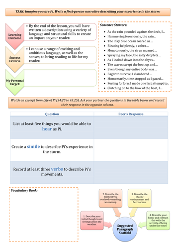 Writing to Describe - Life of Pi | Teaching Resources